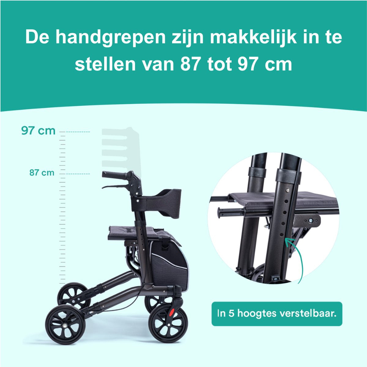 Easy Lichtgewicht Rollator - Chique Antraciet