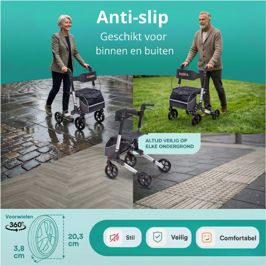 DualFold Easy Rollator - Stijlvol Zilver