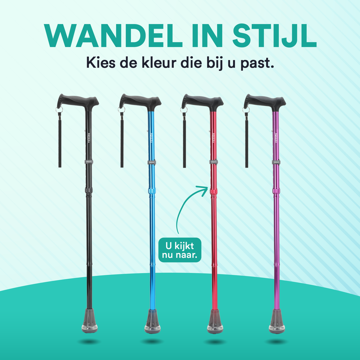UltraGrip Air opvouwbare en verstelbare Wandelstok - Rood