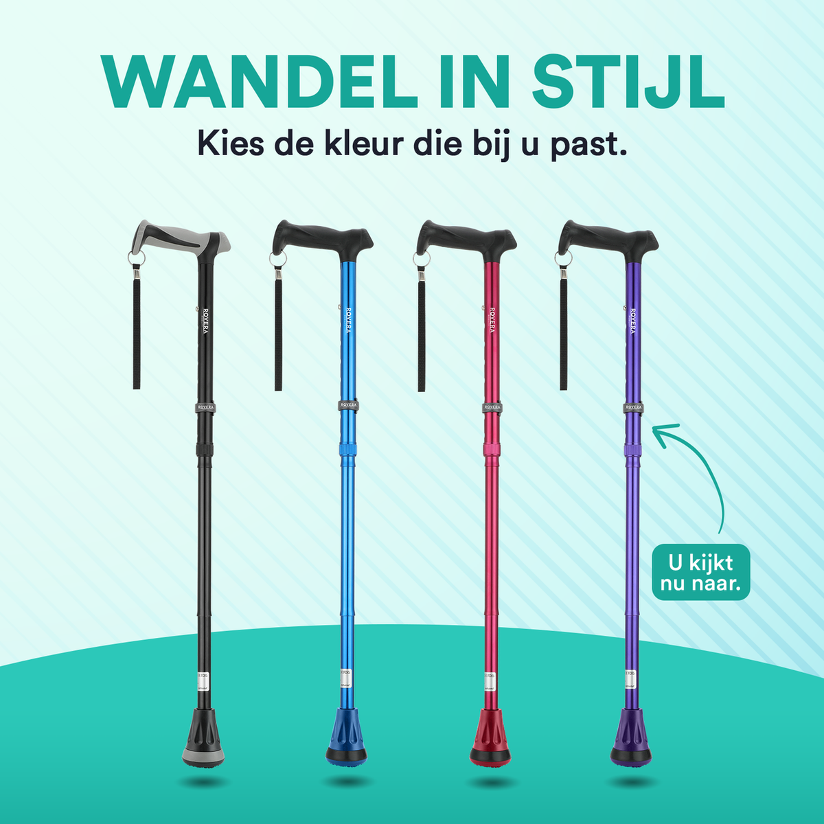 UltraGrip opvouwbare en verstelbare Wandelstok - Paars
