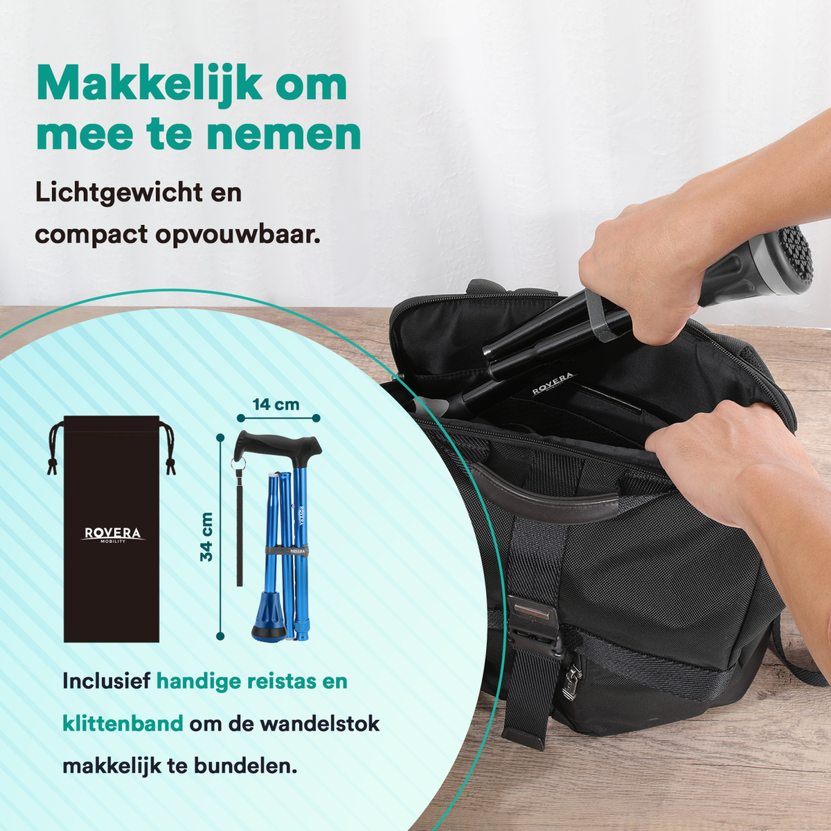 UltraGrip opvouwbare en verstelbare Wandelstok - Blauw