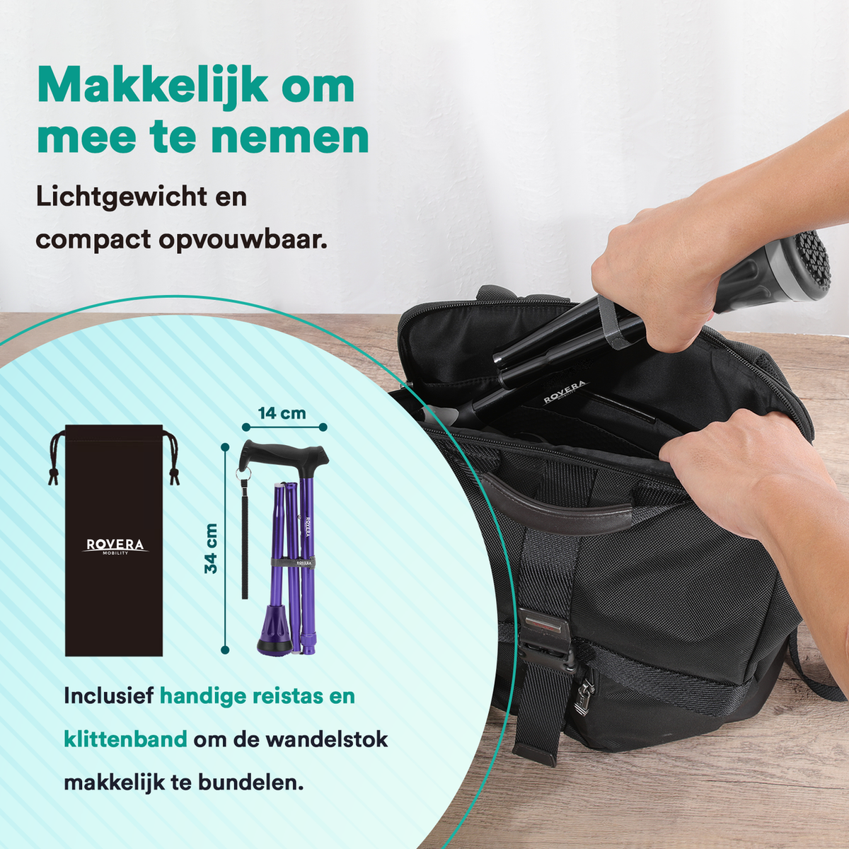 UltraGrip opvouwbare en verstelbare Wandelstok - Paars