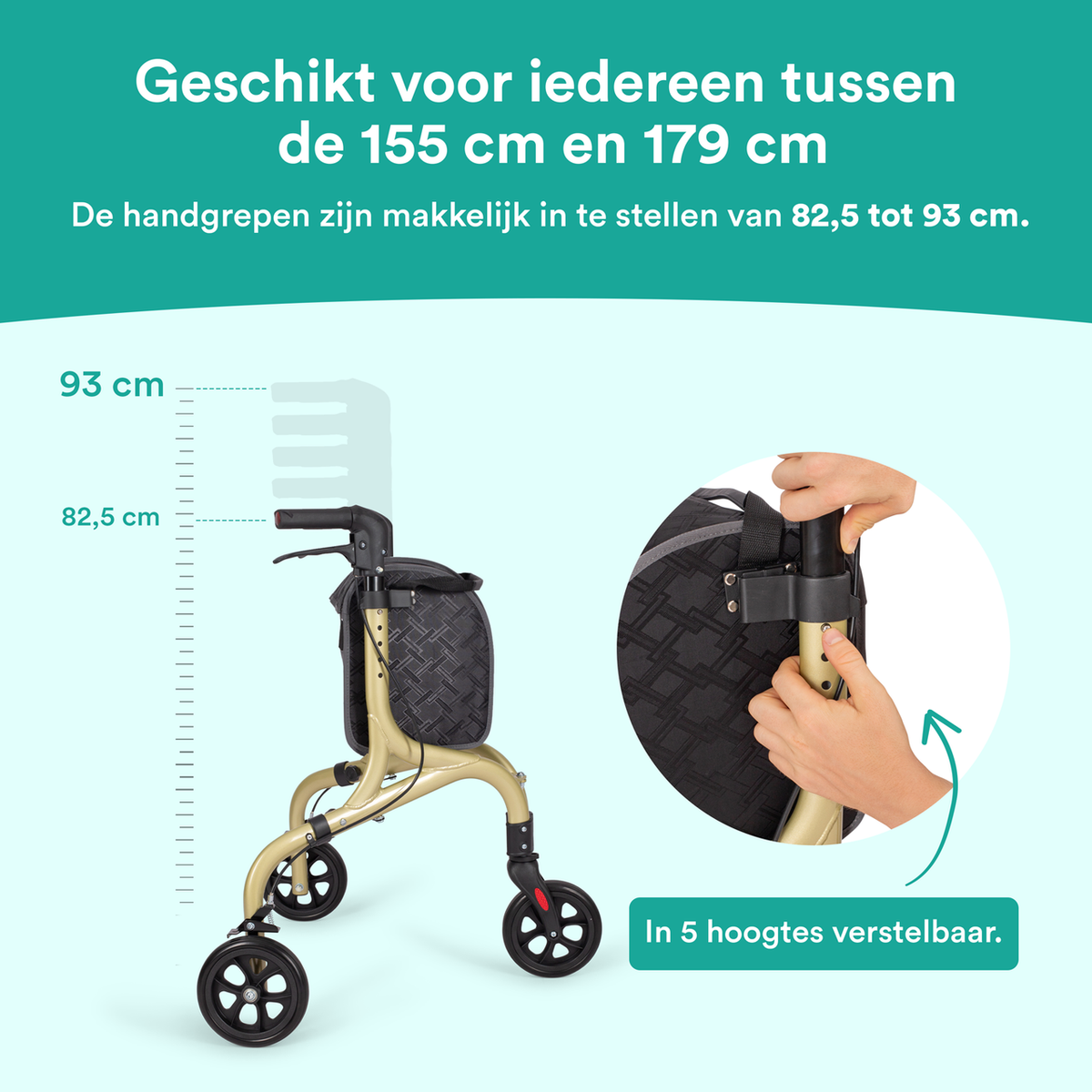 Tripod Design Binnenrollator - Elegant Champagne
