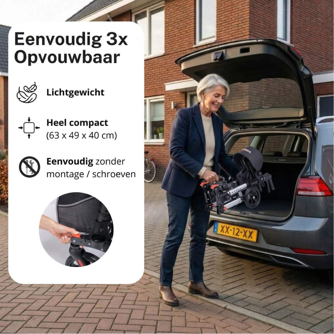 DualFold Easy Rollator - Stijlvol Zilver
