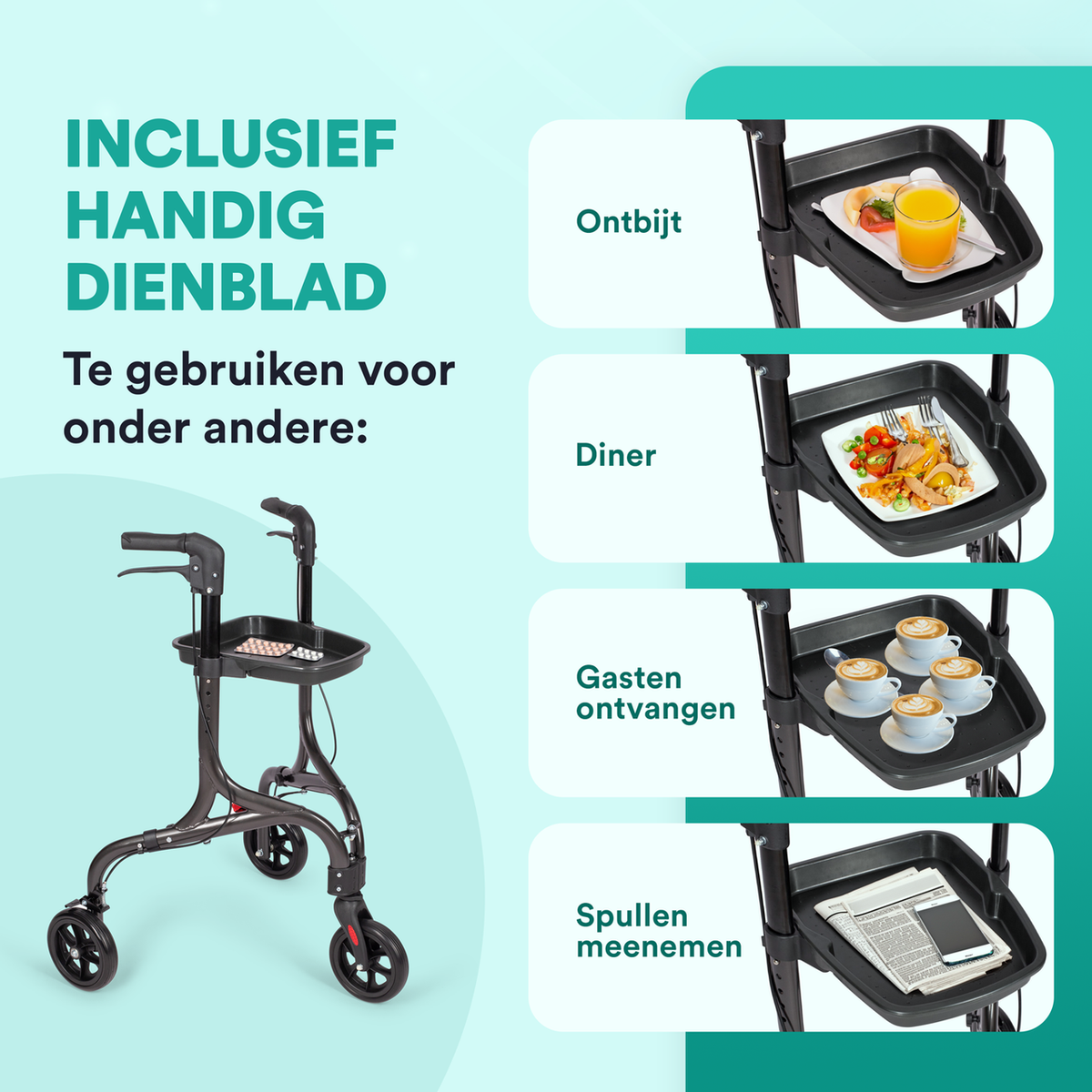 Tripod Design Binnenrollator - Chique Antraciet