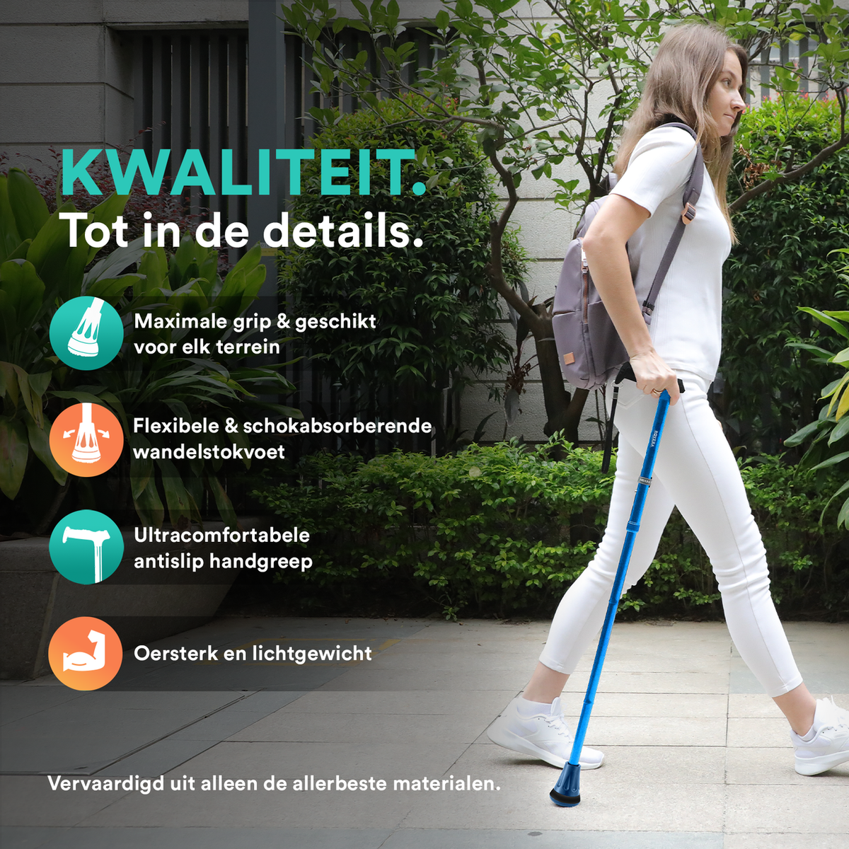 UltraGrip opvouwbare en verstelbare Wandelstok - Blauw