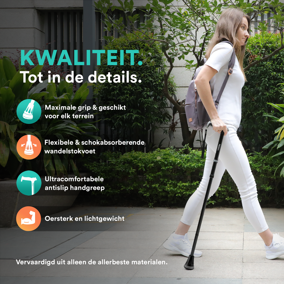 UltraGrip opvouwbare en verstelbare Wandelstok - Zwart