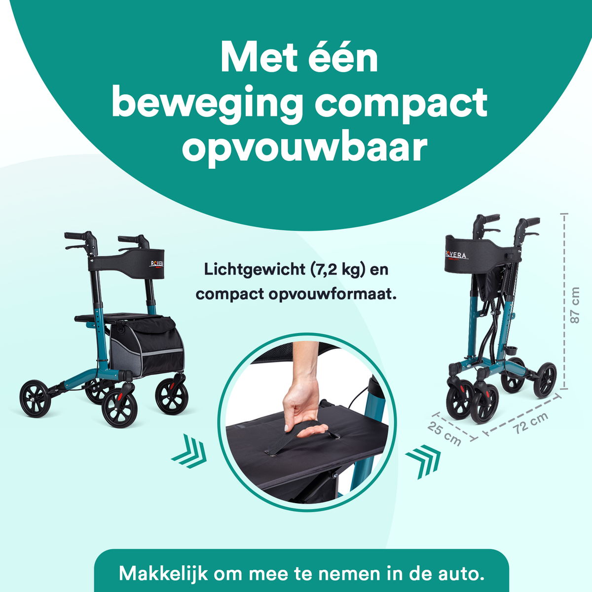 Easy Lichtgewicht Rollator - Rovera Groen