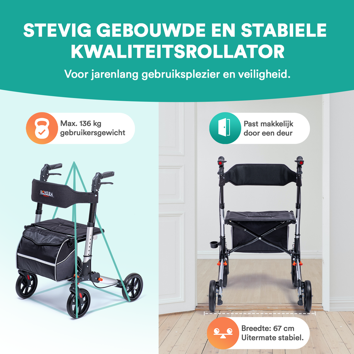 DualFold Easy Rollator - Stijlvol Zilver