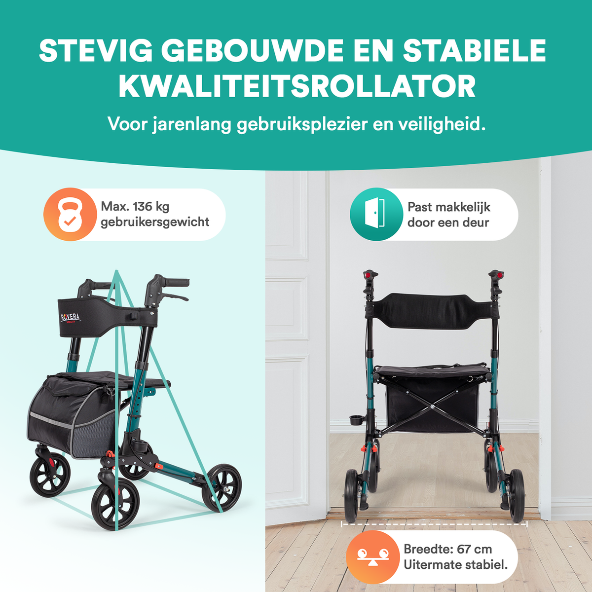 DualFold Easy Rollator - Rovera Groen