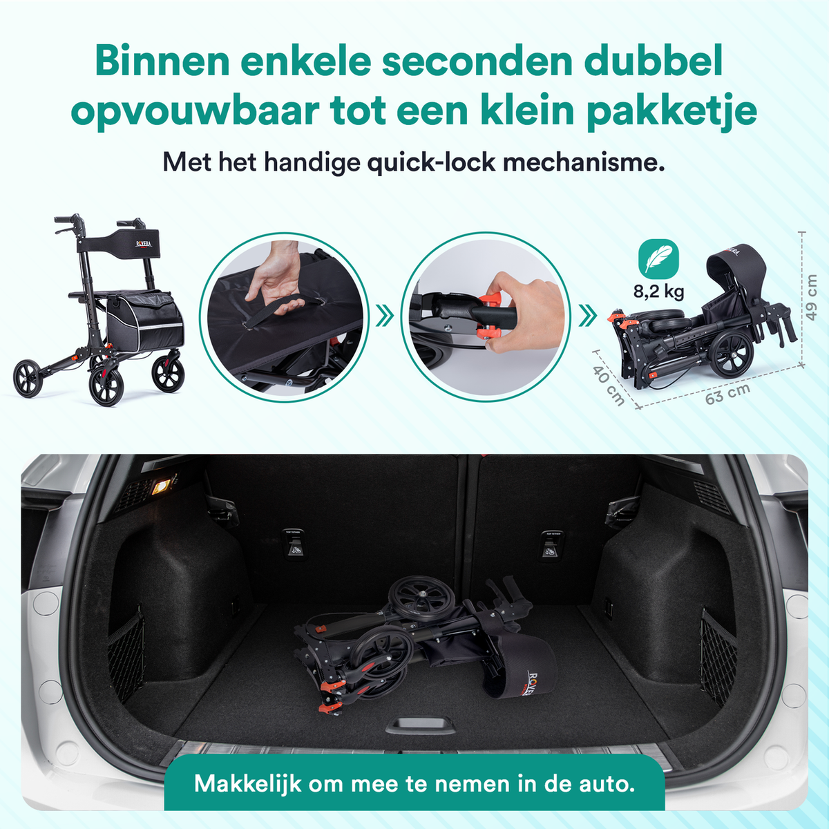 DualFold Easy Rollator - Chique Antraciet