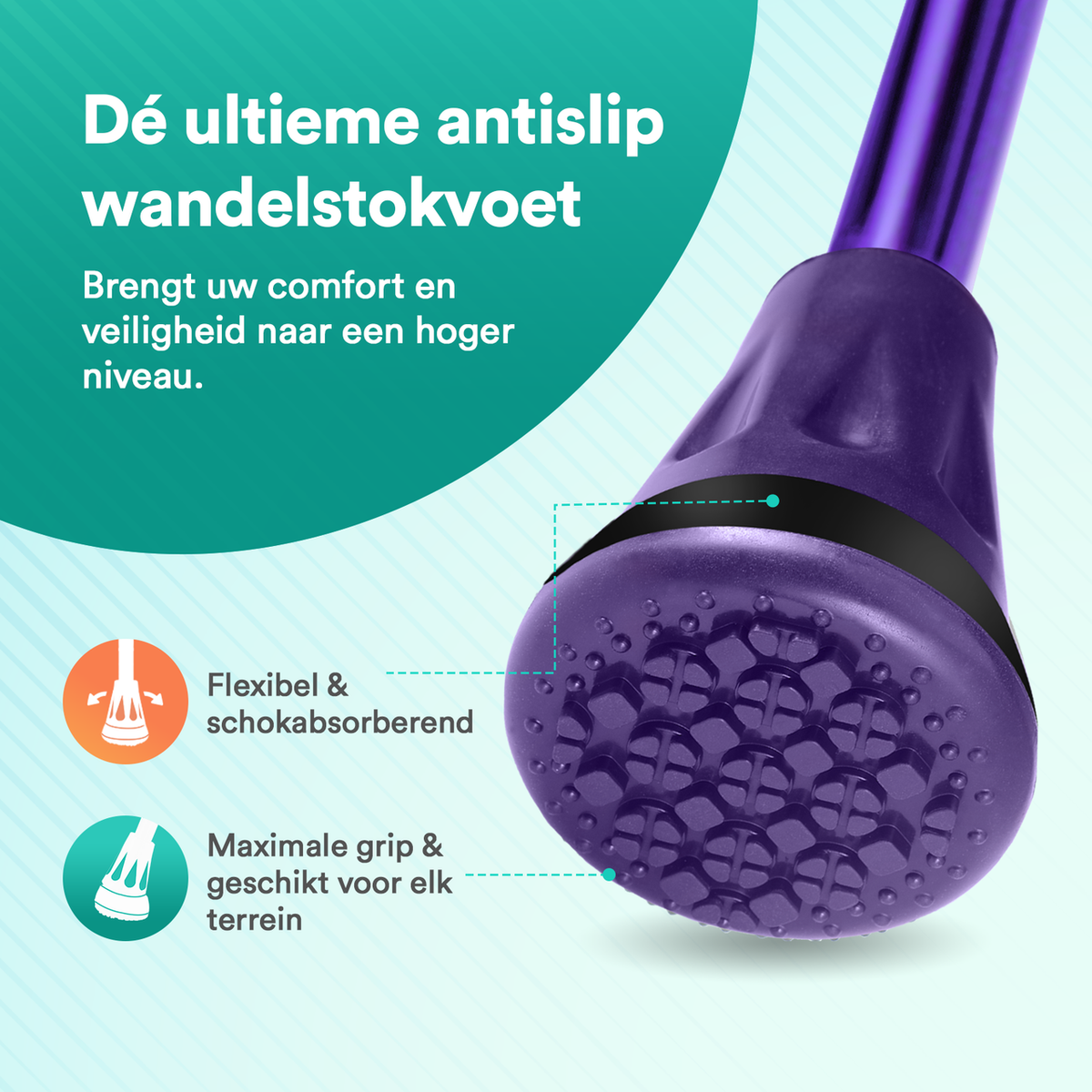 UltraGrip opvouwbare en verstelbare Wandelstok - Paars