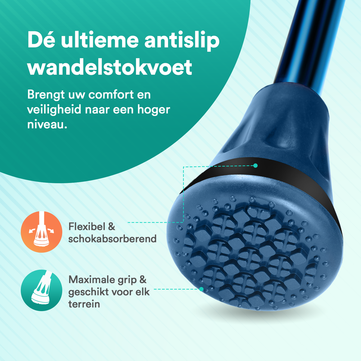 UltraGrip opvouwbare en verstelbare Wandelstok - Blauw