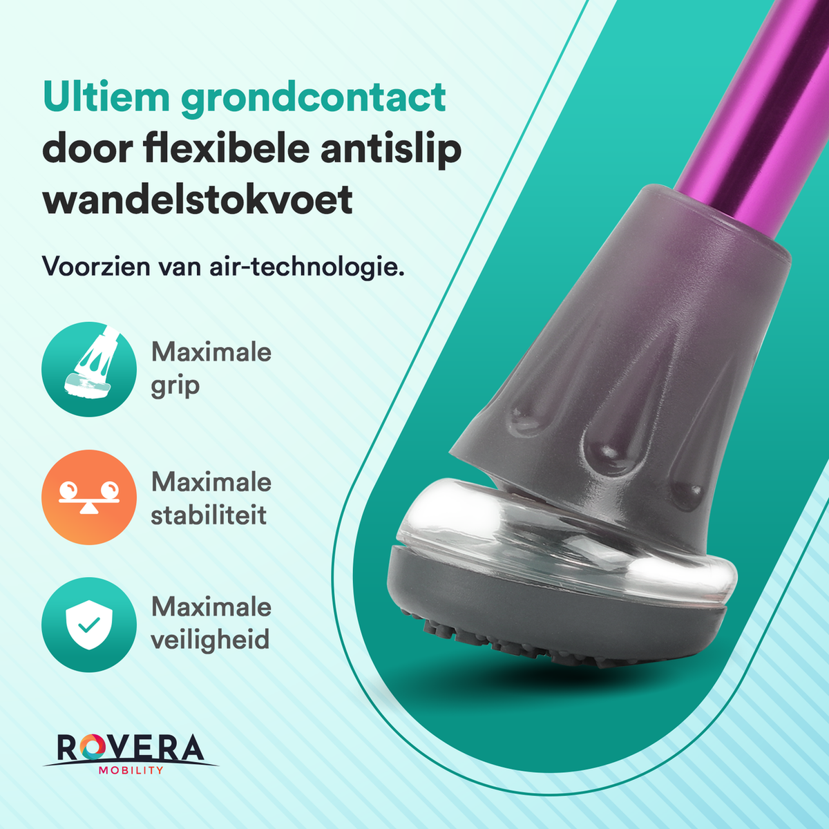 UltraGrip Air opvouwbare en verstelbare Wandelstok - Paars