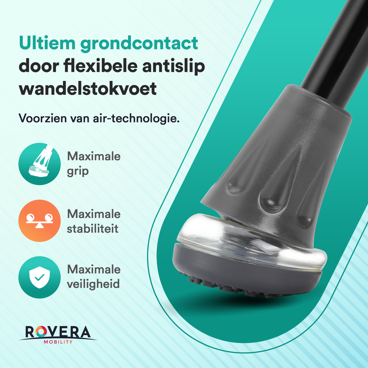UltraGrip Air opvouwbare en verstelbare Wandelstok - Zwart
