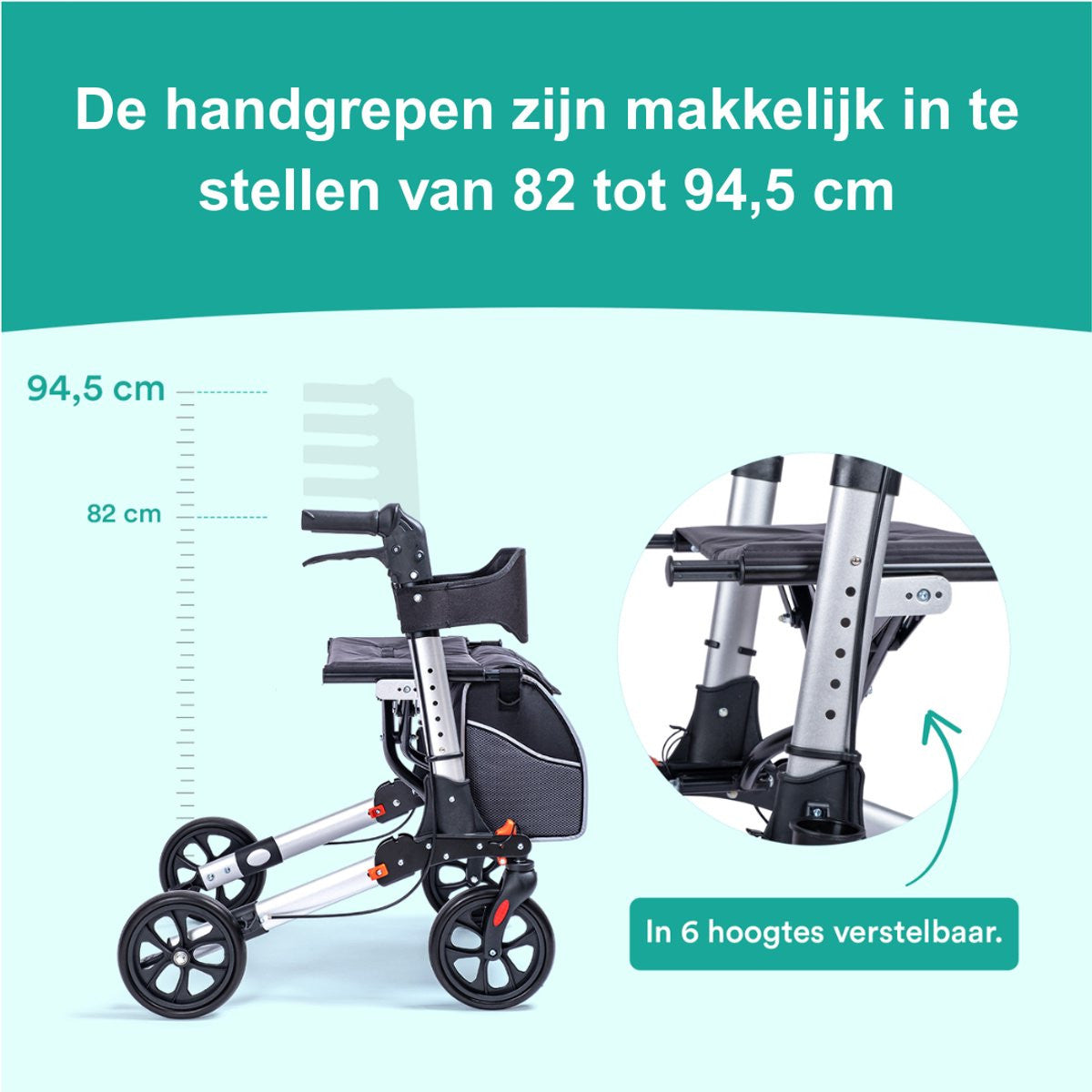 DualFold Easy Rollator - Stijlvol Zilver