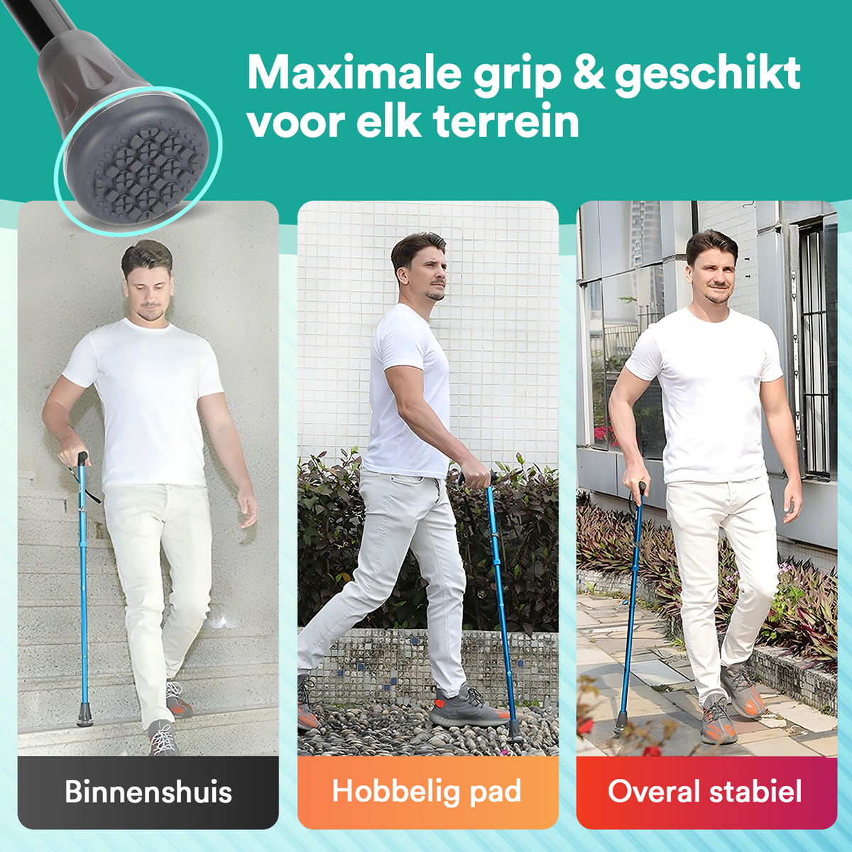 UltraGrip Air opvouwbare en verstelbare Wandelstok - Zwart