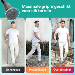 UltraGrip Air opvouwbare en verstelbare Wandelstok - Zwart