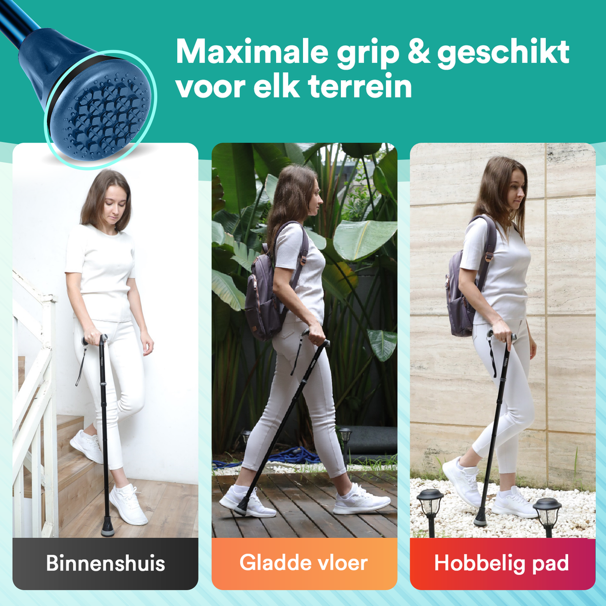 UltraGrip opvouwbare en verstelbare Wandelstok - Blauw