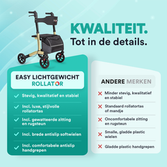 Easy Lichtgewicht Rollator - Elegant Champagne