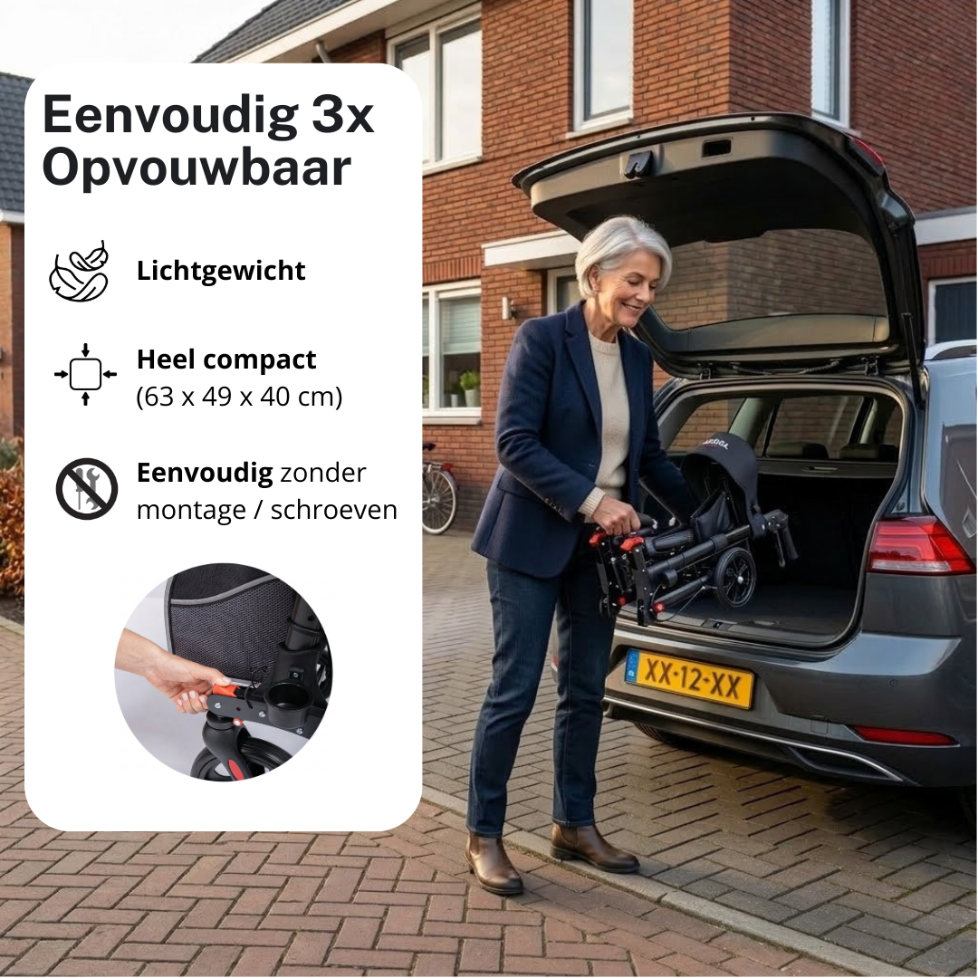 DualFold Easy Rollator - Chique Antraciet