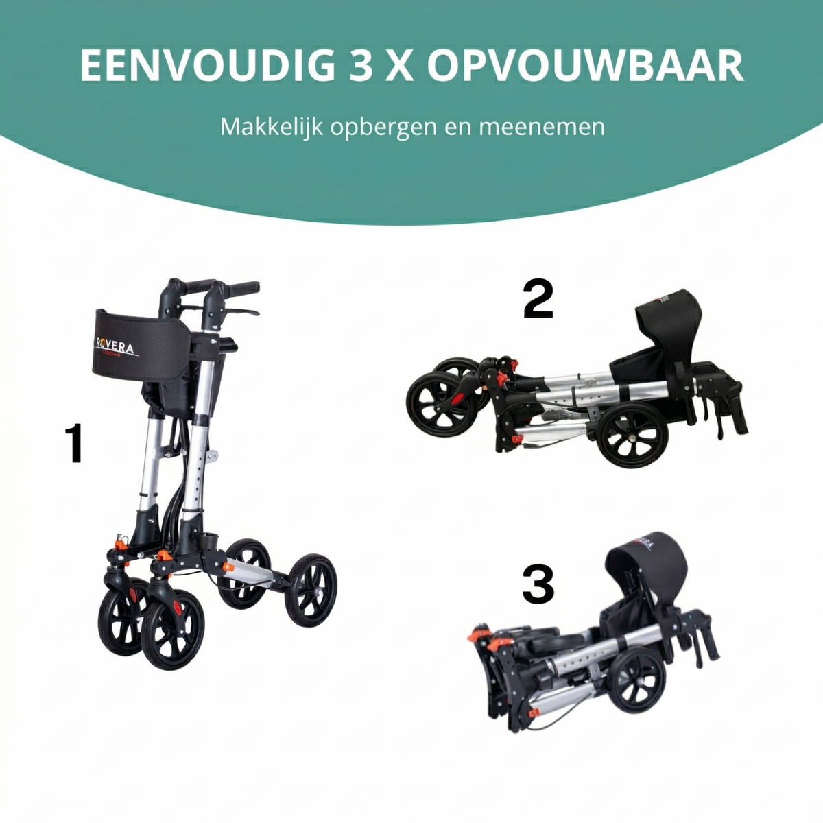 DualFold Easy Rollator - Stijlvol Zilver