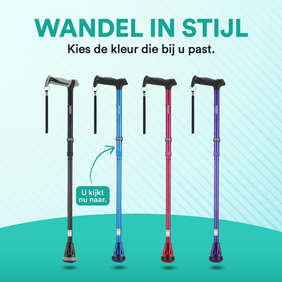 UltraGrip opvouwbare en verstelbare Wandelstok - Blauw