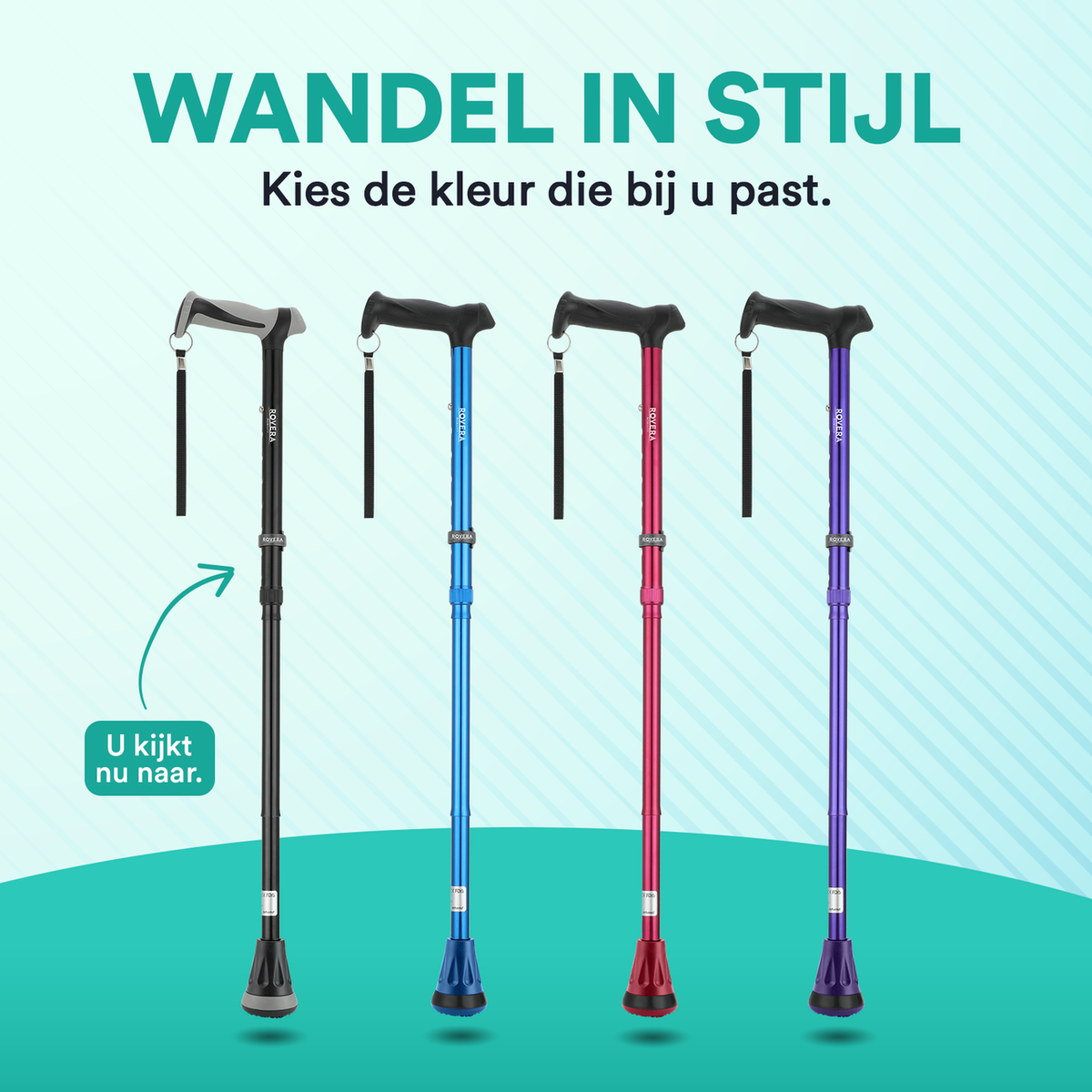 UltraGrip opvouwbare en verstelbare Wandelstok - Zwart