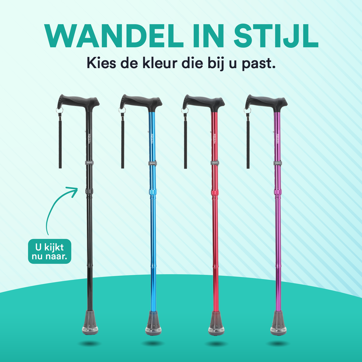 UltraGrip Air opvouwbare en verstelbare Wandelstok - Zwart