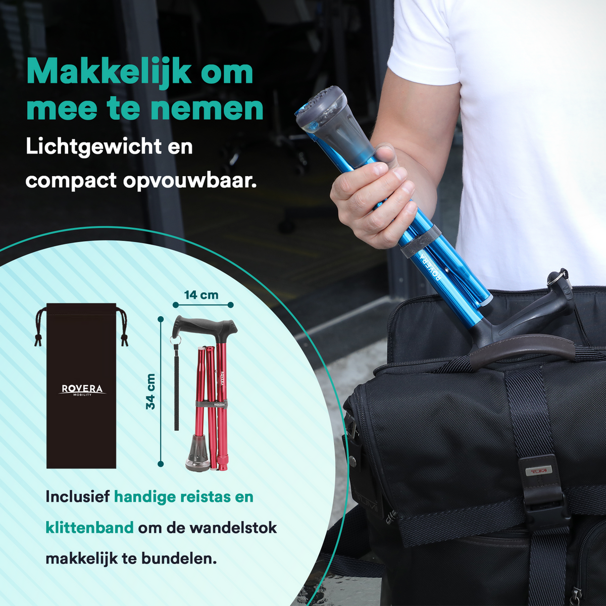 UltraGrip Air opvouwbare en verstelbare Wandelstok - Rood