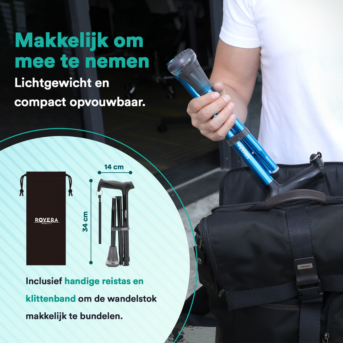 UltraGrip Air opvouwbare en verstelbare Wandelstok - Zwart