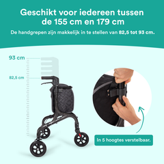 Tripod Design Binnenrollator - Chique Antraciet