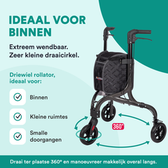 Tripod Design Binnenrollator - Chique Antraciet