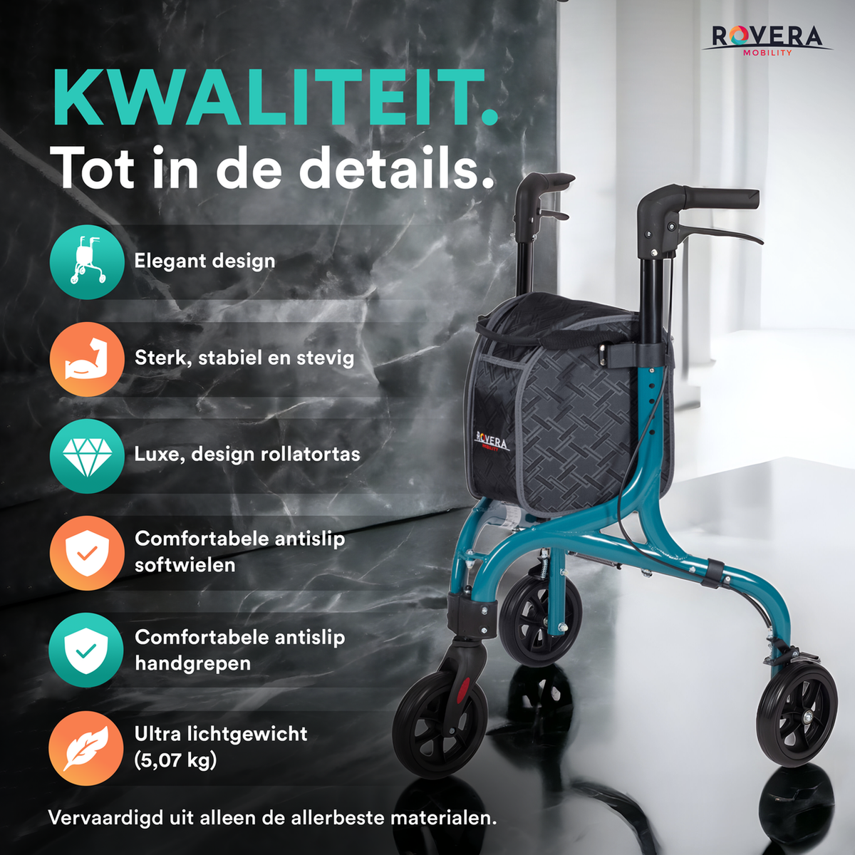 Tripod Design Binnenrollator - Rovera Groen
