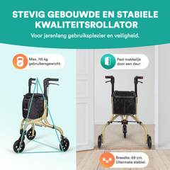 Tripod Design Binnenrollator - Elegant Champagne