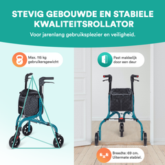 Tripod Design Binnenrollator - Rovera Groen