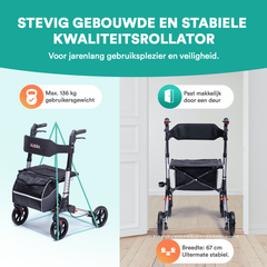 DualFold Easy Rollator - Stijlvol Zilver