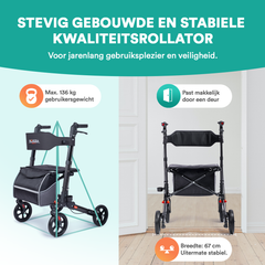 DualFold Easy Rollator - Chique Antraciet