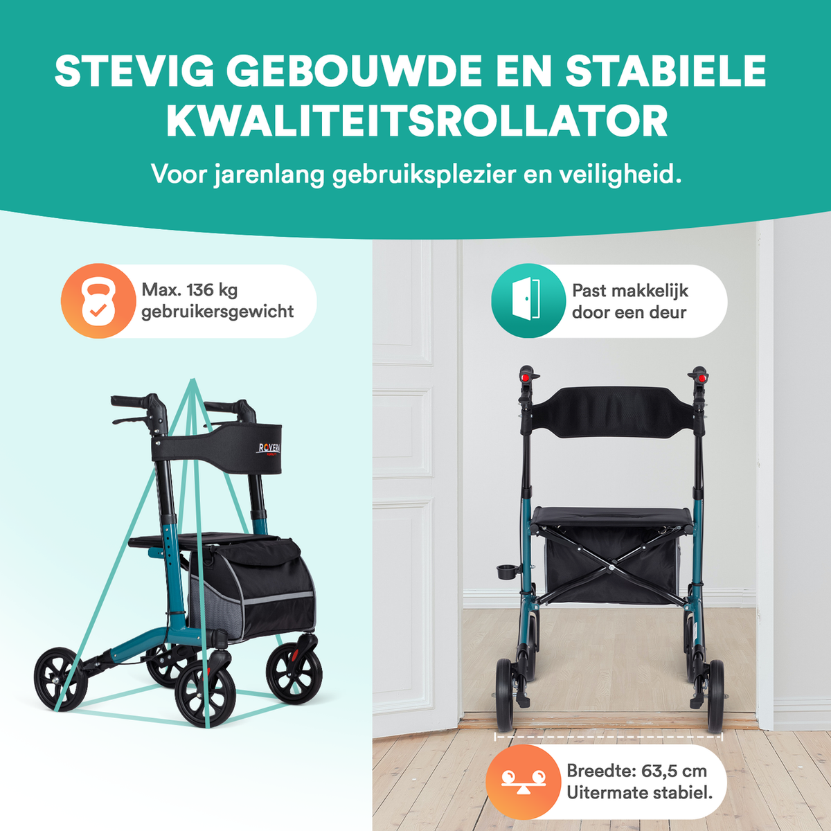 Easy Lichtgewicht Rollator - Rovera Groen