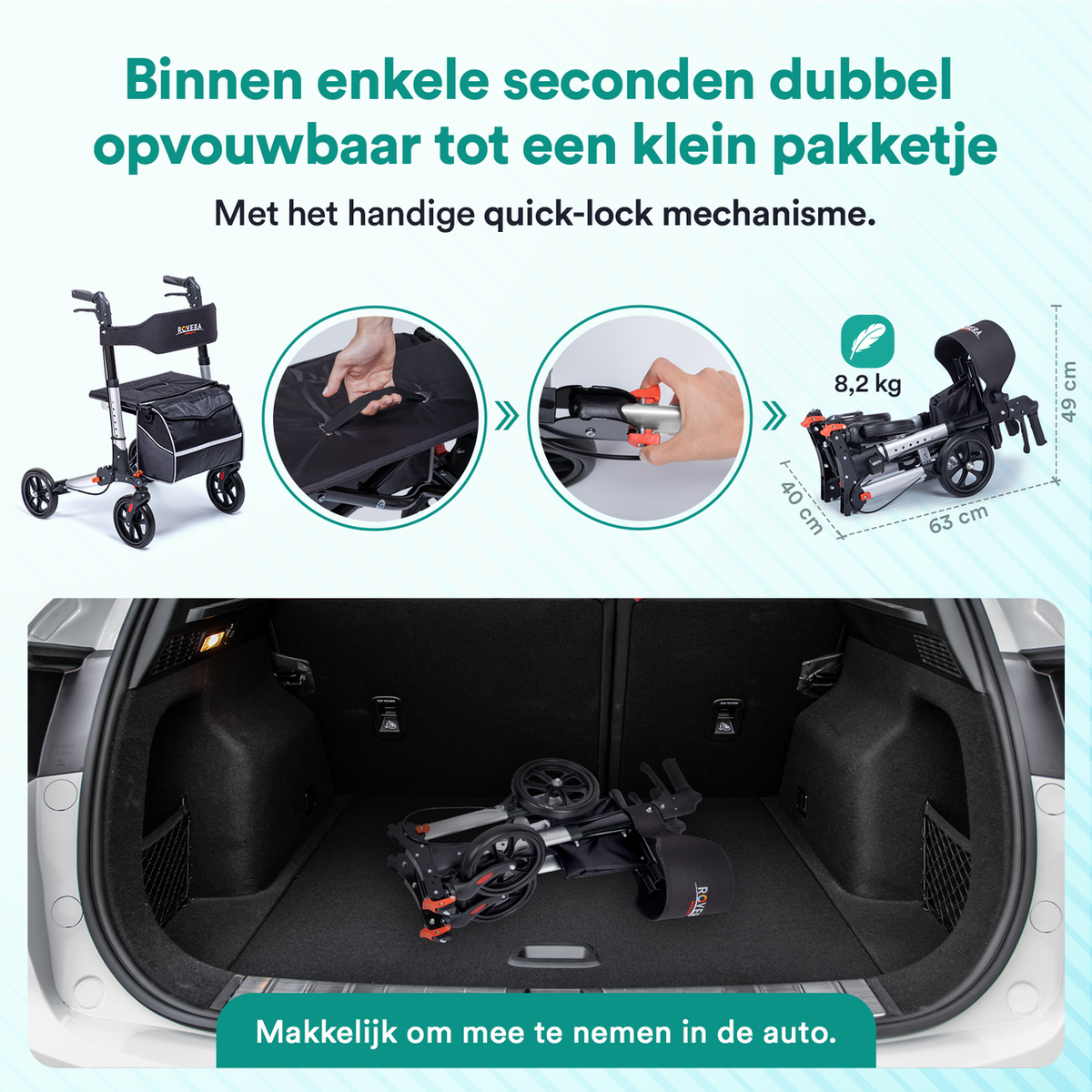 DualFold Easy Rollator - Stijlvol Zilver