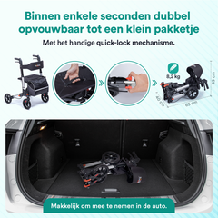 DualFold Easy Rollator - Stijlvol Zilver