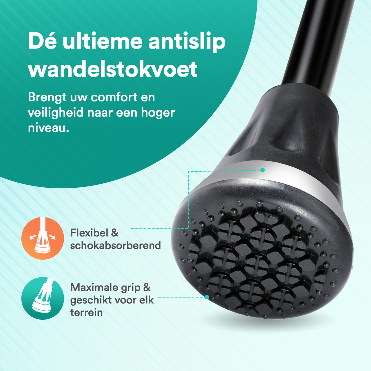 UltraGrip opvouwbare en verstelbare Wandelstok - Zwart