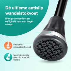 UltraGrip opvouwbare en verstelbare Wandelstok - Zwart