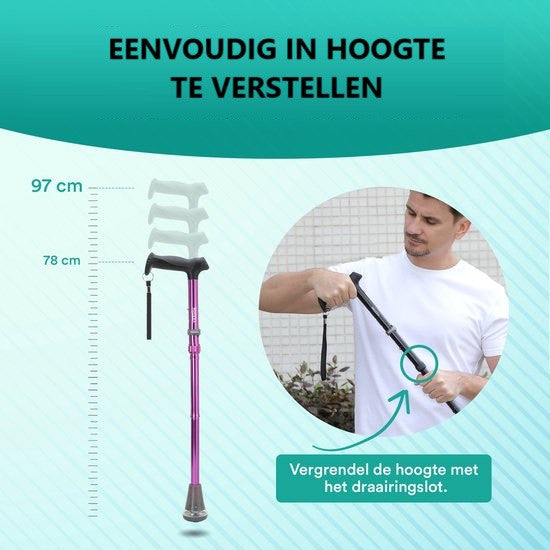 UltraGrip Air opvouwbare en verstelbare Wandelstok - Paars