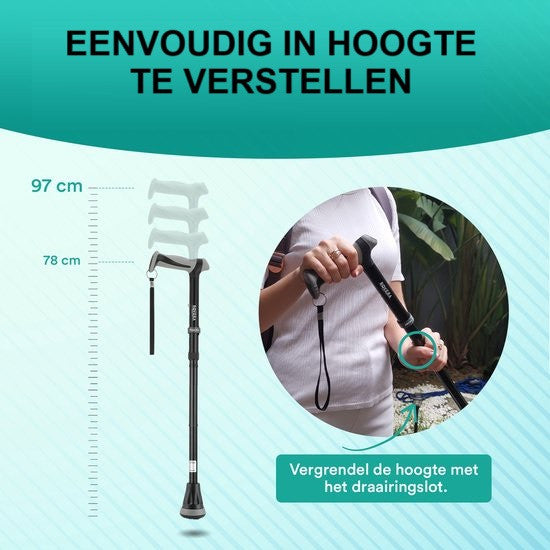UltraGrip opvouwbare en verstelbare Wandelstok - Zwart