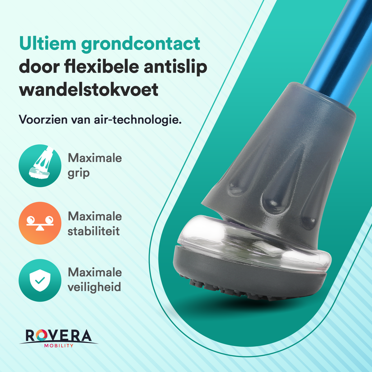UltraGrip Air opvouwbare en verstelbare Wandelstok - Blauw