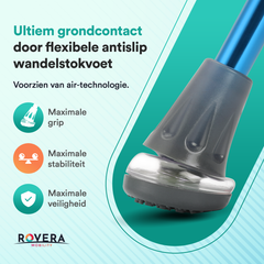 UltraGrip Air opvouwbare en verstelbare Wandelstok - Blauw